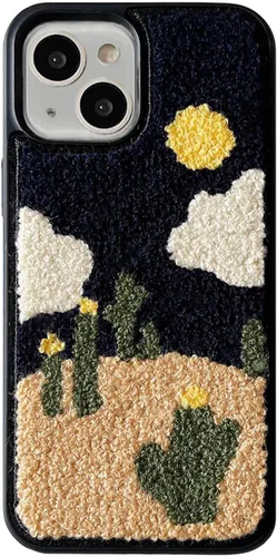 Vista 19 de Funda de briquetas linda y esponjosa para iPhone 14, 6.1 pulgadas (negro)