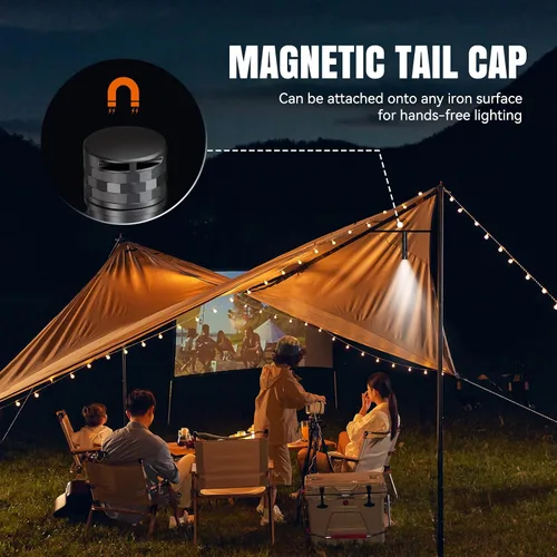 Vista 3 de Brinyte Linterna LED recargable E18 con base magnética para iluminación manos libres, 1200 lúmenes, luz de bolsillo EDC compacta y brillante, IP68