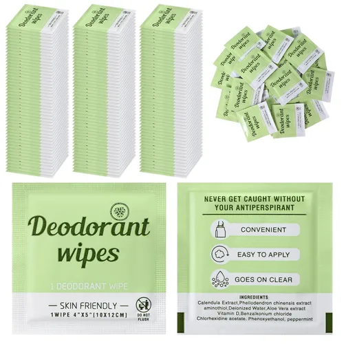 Vista 9 de Timgle - 100 toallitas desodorantes para el cuerpo, envueltas individualmente, sin hogar, desodorante antitranspirante para viajes, para mujeres