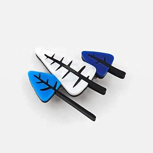 Vista 6 de Mid Century Modern Blue Trees Brooch, Unique Vintage 1950s Style Novelty Brooch, Handmade Brooch Pin
