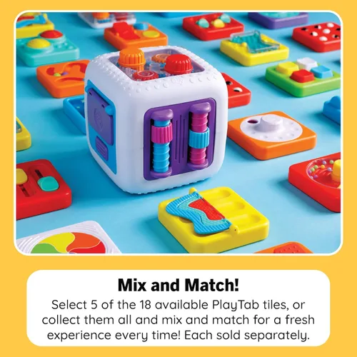 Vista 3 de Fat Brain Toys PlayTab Cube, cubo de actividad modular con azulejos sensoriales intercambiables, juguete para bebés y niños pequeños a partir de 12