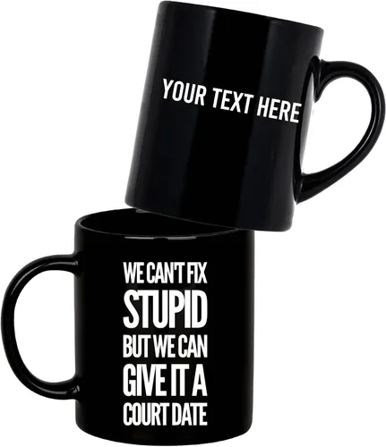 Vista 10 de Taza de café de cerámica con texto en inglés "We Can't Fix Stupid But We Can Give It A Court Date Lawyer, Gift To Law Estupid But We Can Give It A