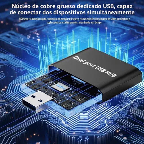 Vista 6 de Hub USB, divisor USB 1 en 2 adaptador de salida Hub USB doble para laptop, tableta, pestaña, consola, impresora, cámara