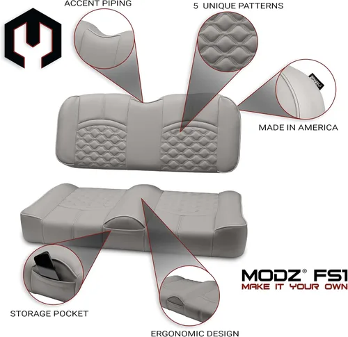 Vista 2 de MODZ® FS1 Custom Golf Cart Asiento Delantero para Yamaha Drive2 - [2017-Up] - [Añadir $40] - Base Gris - Patrón Cobra