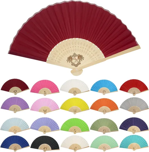 Vista 28 de GZLDGIFTS Abanicos de mano personalizados, regalos para regalos de fiesta de boda, invitados, tela personalizada, seda, jardín, boda, abanicos