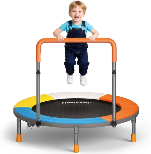 Vista 10 de Premium 3FT Foldable Toddler Trampoline for Kids Ages 3-6, 36 Inch ASTM Certified Mini Trampoline with Adjustable Handle, 100 lbs Capacity, Quiet