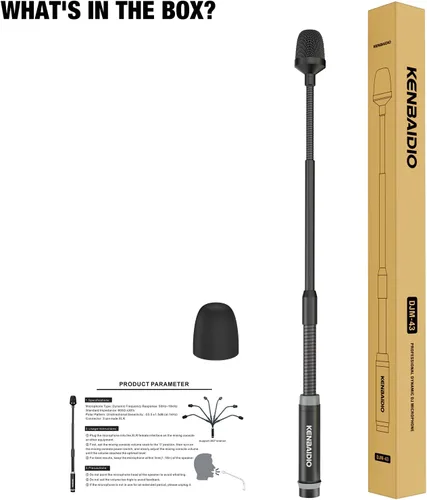 Vista 9 de Micrófono DJ de 17 pulgadas flexible de cuello de cisne, micrófono profesional XLR con cable dinámico Bob Barker para videoconferencia, podio