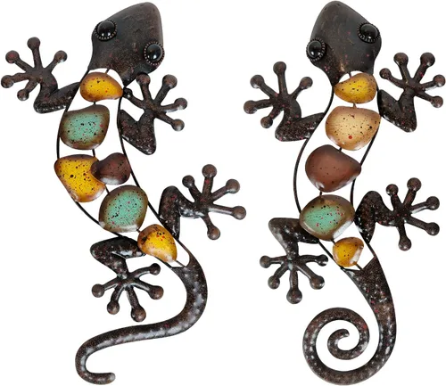 Vista 11 de LIFFY Metal Gecko Wall Decor 2 Pack, Outdoor Lizard Wall Art, Metal Lizards Wall Decor, Gecko Wall Art for Home Garden Yard Fence (15 inch)