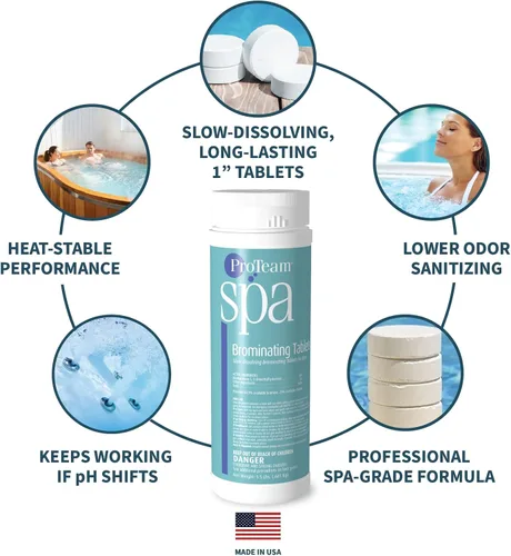 Vista 2 de ProTeam - Tabletas de bromo de spa para bañera de hidromasaje, pestañas de bromo de disolución lenta de 1 pulgada para desinfección de spa, 1.5