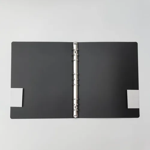 Vista 3 de Carpetas redondas de plástico de PVC, protector de hojas sueltas, cuaderno recargable (B5, negro, paquete de 2)