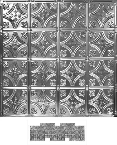 Vista 14 de American Tin Ceilings Kit de 5 unidades: azulejos metálicos para clavar en patrón #2 clavado y color sin terminar. 24 x 24 pulgadas