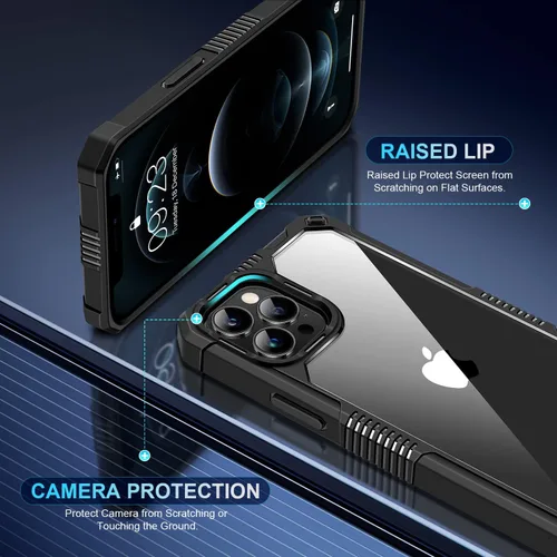Vista 4 de TENDLIN Funda compatible con iPhone 12/iPhone 12 Pro con protector de pantalla y protector de lente de cámara, protección contra caídas de grado