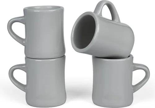Vista 8 de Juego de 4 tazas de café blancas de 11 onzas, ideal para juego de cocina, viajes y té caliente (crema)