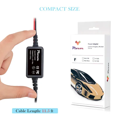 Vista 4 de Kit de cable duro para cámara de salpicadero, kit de cable duro micro USB para cámara de salpicadero, Plozoe de 12 V-24 V a 5 V, cable
