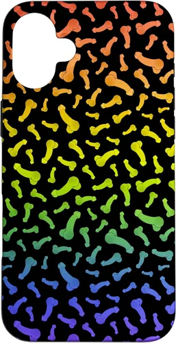 Vista 23 de Funda negra con diseño de pene o polla arcoíris para iPhone 17