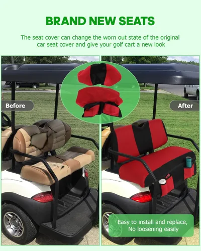 Vista 5 de SCITOO Funda de asiento para carrito de golf EZGO TXT, funda de asiento suave y cómoda, fácil de instalar