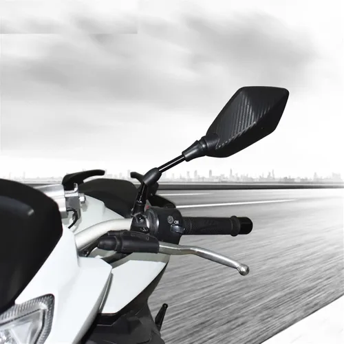 Vista 3 de Espejo retrovisor para motocicleta, espejo retrovisor, espejo lateral universal de 0.394 in y 0.315 in para Kawasaki Z250 Z300 para VERSYS 300X Negro