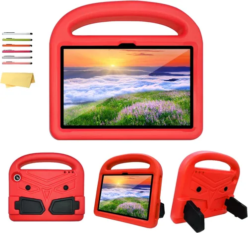 Vista 12 de Funda para tablet Kindle Fire 7 para niños (12.ª generación, versión 2022) con mango de pie de apoyo de forraje resistente, espuma EVA suave, a
