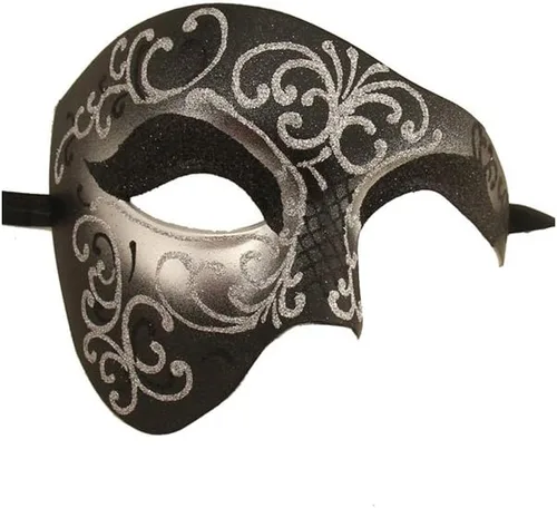 Vista 6 de Yacanna Máscara de mascarada para hombre, máscara veneciana cortada con láser para hombre