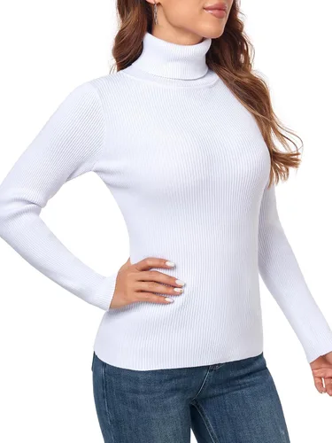 Vista 4 de nine bull Suéter de punto de cuello alto elástico básico sólido para mujer