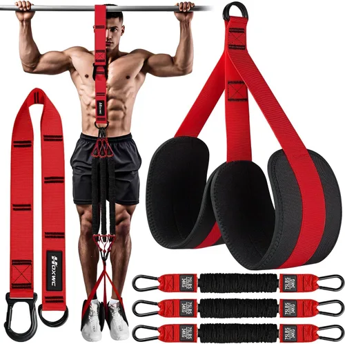 Vista 8 de HOXWC Bandas de Asistencia para Flexiones, Banda de Resistencia Ajustable de Alta Resistencia para Flexiones, 3 Bandas de Flexiones, Tejido Cómodo