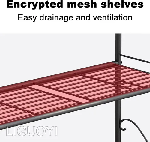 Vista 3 de LIGUOYI Estante para almacenamiento de plantas de interior de 3 niveles y 4 niveles, estante de metal simple y elegante, estante de almacenamiento