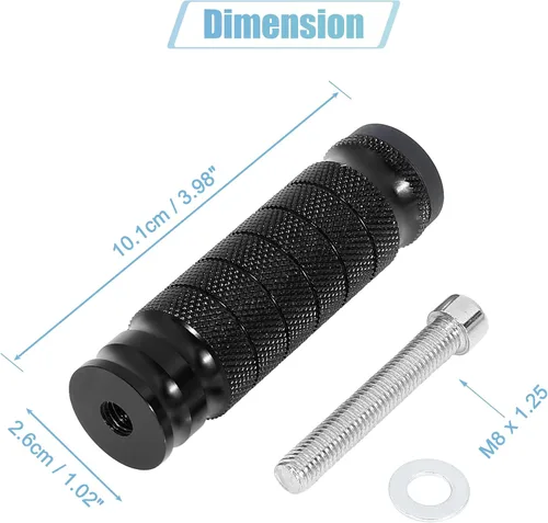 Vista 2 de F FIERCE CYCLE 1 par de reposapiés de aluminio de 6mm para motocicleta, set trasero plegable, reposapiés para motociclismo, estribo negro
