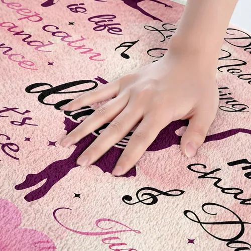 Vista 2 de Alfombras de baño de bailarina para niños, diseño de estrellas y corazones con notas musicales, decoración de habitación de niñas y mujeres