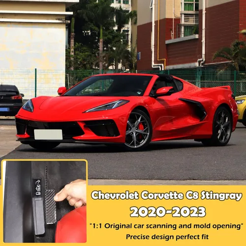 Vista 6 de Adhesivo de interruptor de cerradura de puerta de emergencia de fibra de carbono 3D suave Compatible con Corvette C8 Stingray Z06 Z51 2020 2021 2022