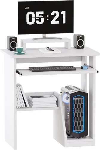 Vista 23 de Escritorio pequeño para computadora para oficina en casa, mesa de juegos compacta para computadora de escritorio y portátil, con cajón
