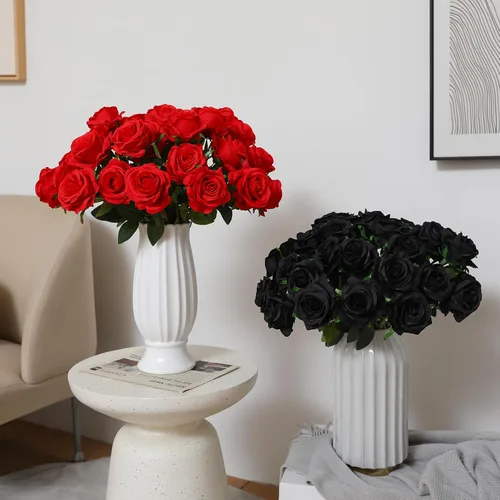 Vista 4 de Tifuly Rosas artificiales – 12 piezas de rosas artificiales realistas de tallo largo, rosas de seda estilo Mashup para ramos de bricolaje, centros