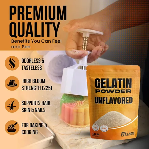 Vista 3 de Gelatina en polvo sin sabor 6 oz – Bolsa a granel – Gelatina Sin Sabor en Polvo – Producto de Estados Unidos – Perfecto para postres, hornear