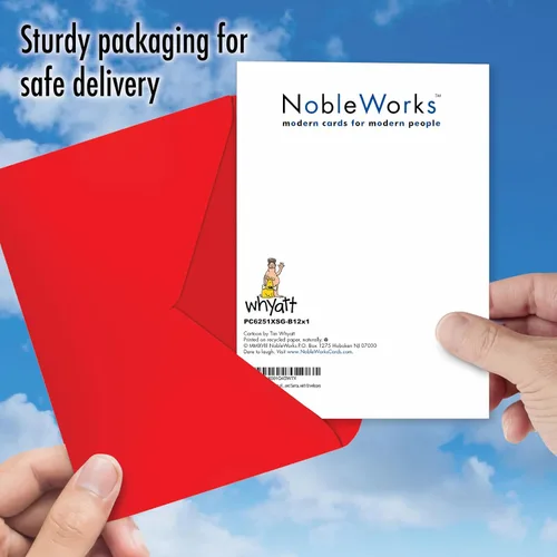 Vista 5 de NobleWorks - 12 divertidas tarjetas de dibujos animados para Navidad - Humor navideño, juego de tarjetas de papelería en caja