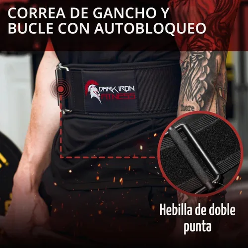 Vista 3 de Dark Iron Fitness Self-Locking Weight Lifting Belt for Powerlifting, Squats, Premium Gym Core & Back Support, Weightlifting Training Equipment