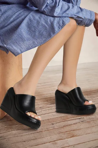 Vista 4 de Juliet Holy Sandalias de plataforma para mujer, puntera abierta, ligeras, sin espalda, sandalias deslizantes