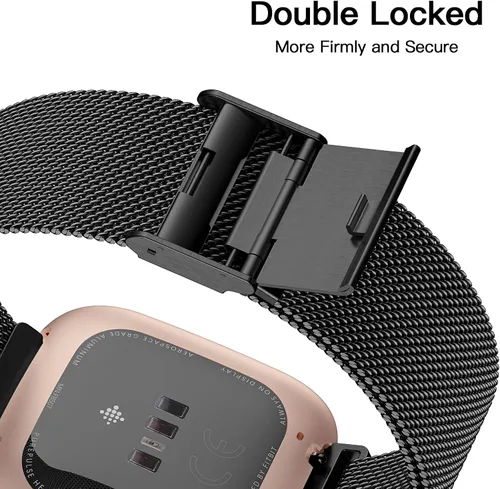 Vista 3 de Maledan Correa de metal compatible con Fitbit Versa 2 correas para hombres y mujeres, accesorios de repuesto de malla de acero inoxidable ajustable
