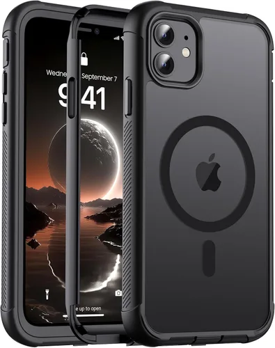 Vista 54 de jaroco - Funda magnética compatible con MagSafe para iPhone 11 de 6.1 pulgadas; protección de grado militar contra caídas, de doble capa