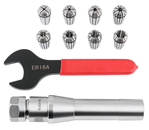 Vista 4 de Accusize Industrial Tools R8 Shank Plus 8 Pcs Sistema de Collet Er16, 3/32" - 3/8", 1 Llave en una Caja Ajustada, 0223-0944 3/32"-3/8", Alloy