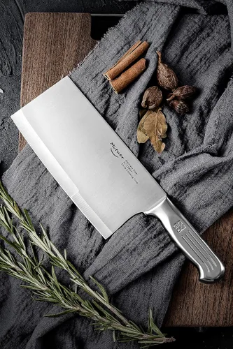Vista 5 de Cuchillo de carnicero de 7 pulgadas, cuchillo de chef chino de acero inoxidable, cuchillo de carnicero para restaurantes y hogar