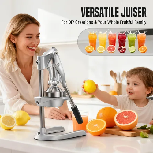 Vista 5 de Exprimidor manual, exprimidor de naranja de acero inoxidable AMOHEE para cítricos, limón, granada, fácil de usar y limpiar, prensa de mano