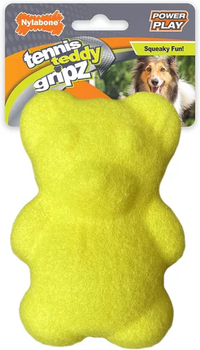 Vista 16 de Nylabone Power Play Gripz Pelota de fútbol de fieltro con cuerda de agarre de goma, pelota con pito para perros, mediana (1 unidad)