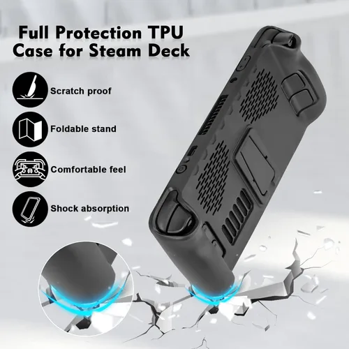 Vista 3 de Mozuper - Funda protectora para plataforma de vapor protector de TPU con soporte plegable y accesorios de calcomanías de panel táctil a prueba