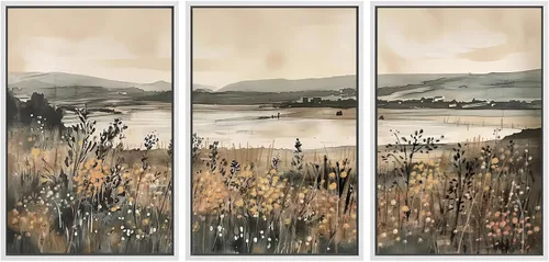 Vista 17 de SIGNWIN Lienzo enmarcado para pared, juego de arte dramático de cielo tormentoso, ilustraciones de paisaje nuboso Moody, arte moderno decorativo