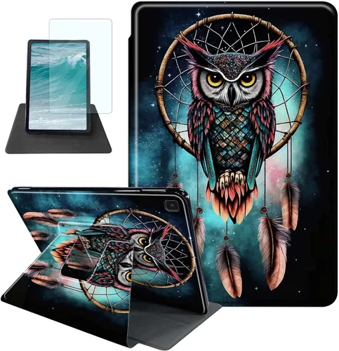 Vista 14 de Rossy Funda para Samsung Galaxy Tab A7 Lite de 8.7 pulgadas 2021 (SM-T220/T225/T227) + protector de pantalla giratorio de 360 grados con soporte