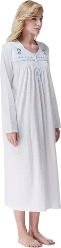 Vista 7 de Keyocean - Camisón para mujer, 100% algodón, suave, cálido, cómodo, ropa de dormir y descanso para otoño e invierno