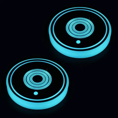 Vista 16 de Paquete de 2 posavasos con luz para automóvil, luces LED, sensor inteligente, recargable, 7 posavasos que cambian de color (A)