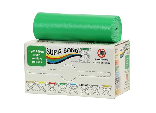 Vista 21 de Cando 10-6303 Sup-R Banda elástica sin látex para ejercicio, 1,5 metros, individual, resistencia media, verde