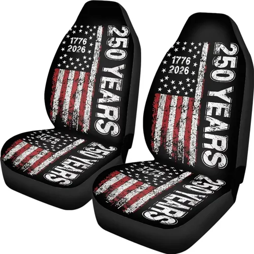 Vista 14 de ELEQIN 250 fundas de asiento delantero de automóvil con bandera patriótica estadounidense, paquete de 2 protectores de asiento de poliéster suaves