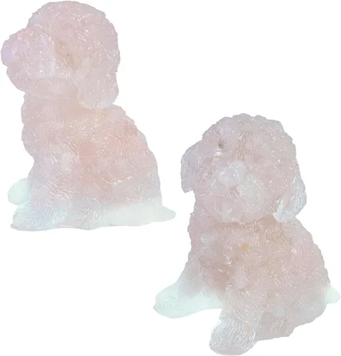 Vista 12 de SUNYIK Paquete de 2 estatuas de cristal de resina para perro, estatua de animales de piedra curativa, decoración de hogar y oficina para mediación