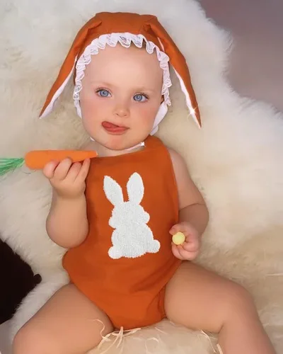 Vista 2 de Traje de Pascua para bebé recién nacido, sin mangas, con sombrero, ropa de Pascua